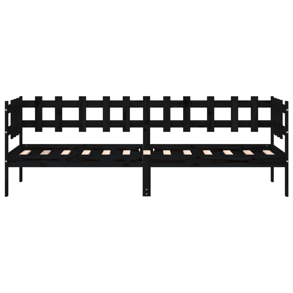 Daybed massivt fyrretræ - sort, 90 x 200 cm - number 4.