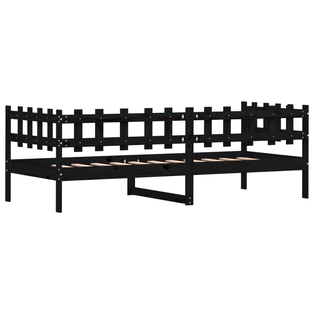 Daybed massivt fyrretræ - sort, 90 x 200 cm - number 7.
