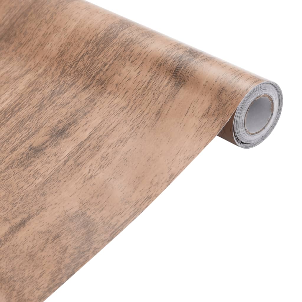 Pellicola autoadesiva per mobili 90x500 cm pvc effetto legno - marrone, 90 x 500 cm (4 pz.) - number 7.