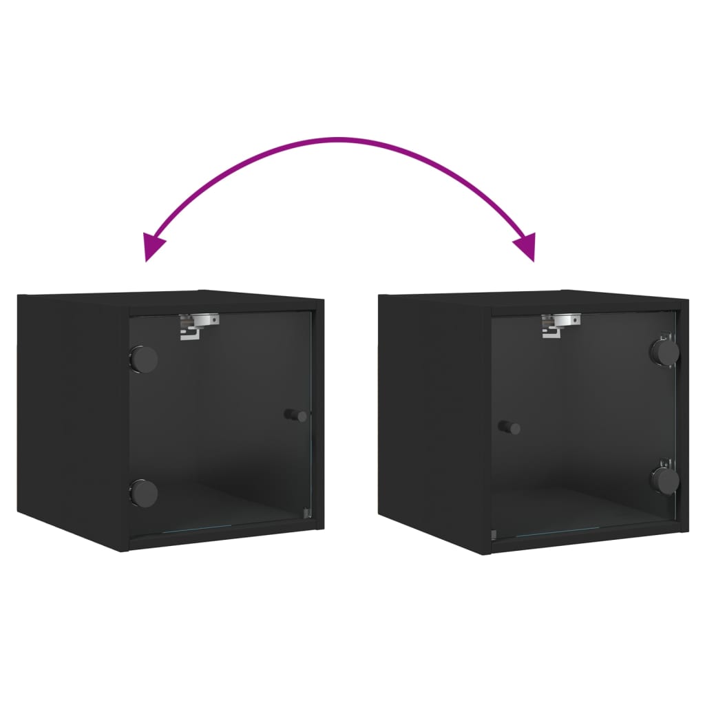 Sengebord med glaslåger 35x37x35 cm - sort, 1 - number 9.