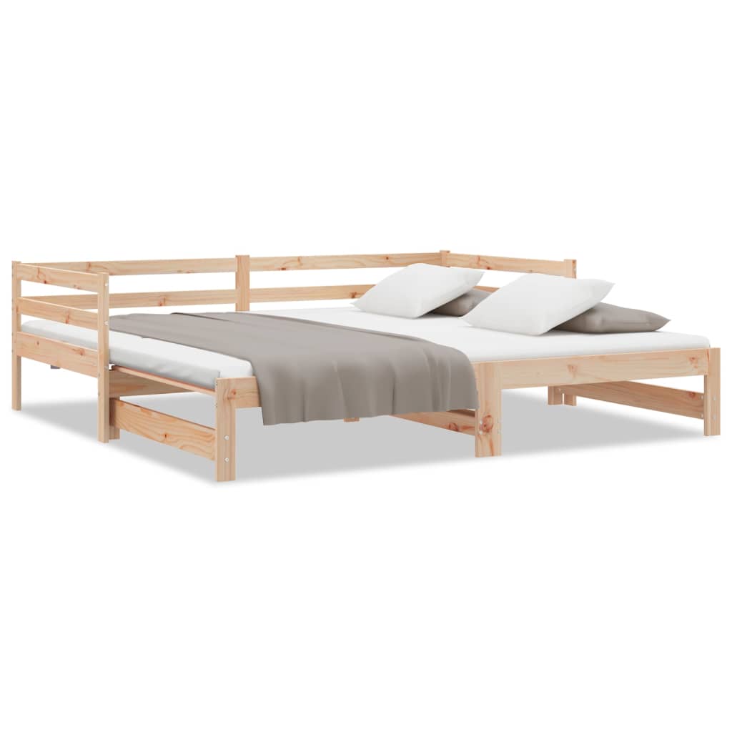 Daybed med uttrekkbar massiv furu - naturfarge, 90 x 190 cm - number 2.
