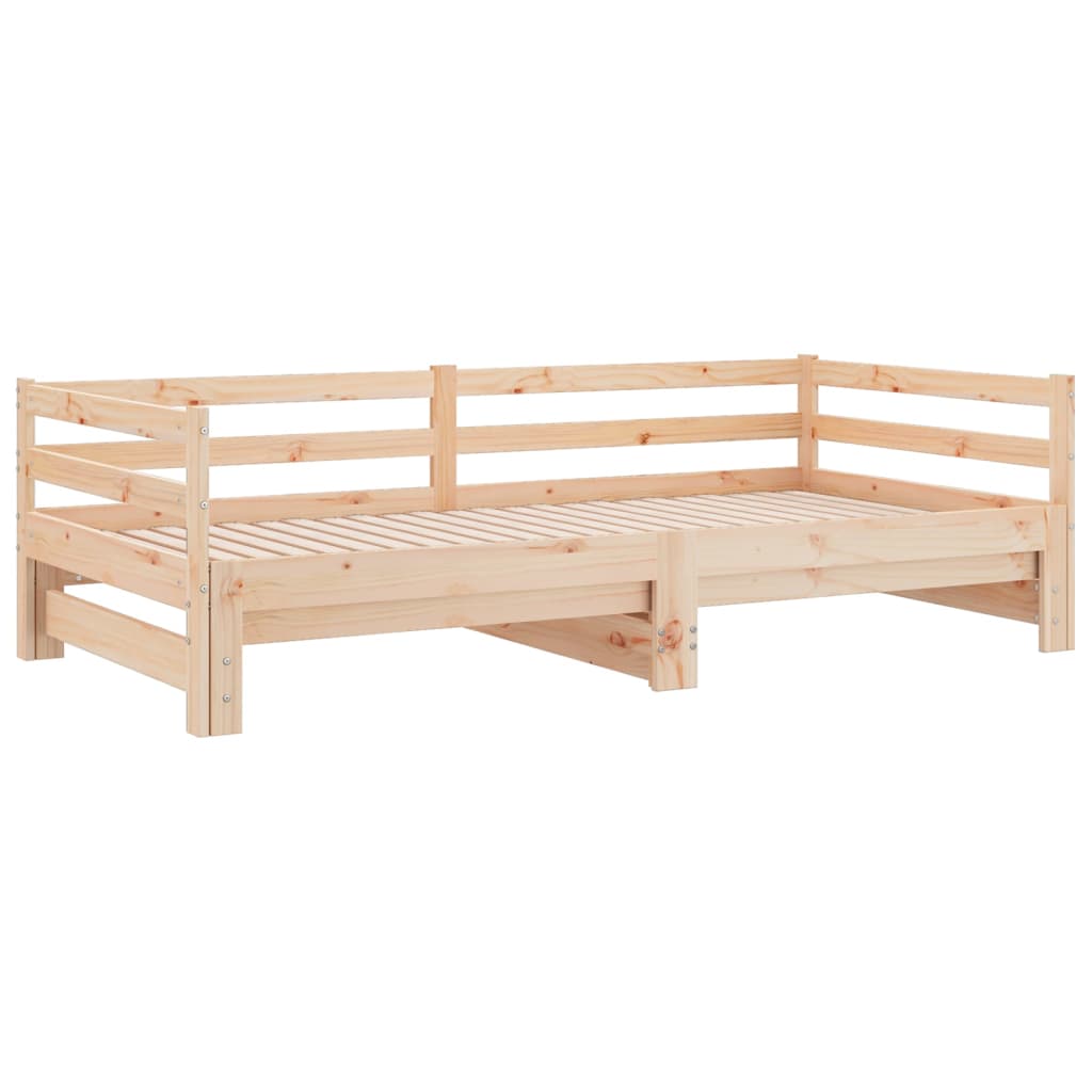 Daybed med uttrekkbar massiv furu - naturfarge, 90 x 190 cm - number 3.