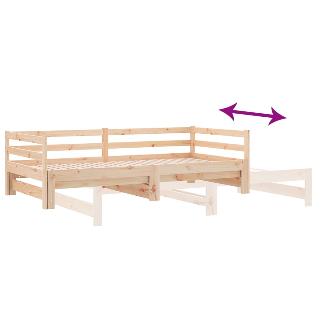Daybed med uttrekkbar massiv furu - naturfarge, 90 x 190 cm - number 9.
