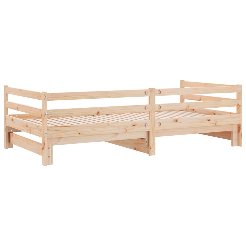 Daybed med uttrekkbar massiv furu - naturfarge, 90 x 190 cm - number 8.