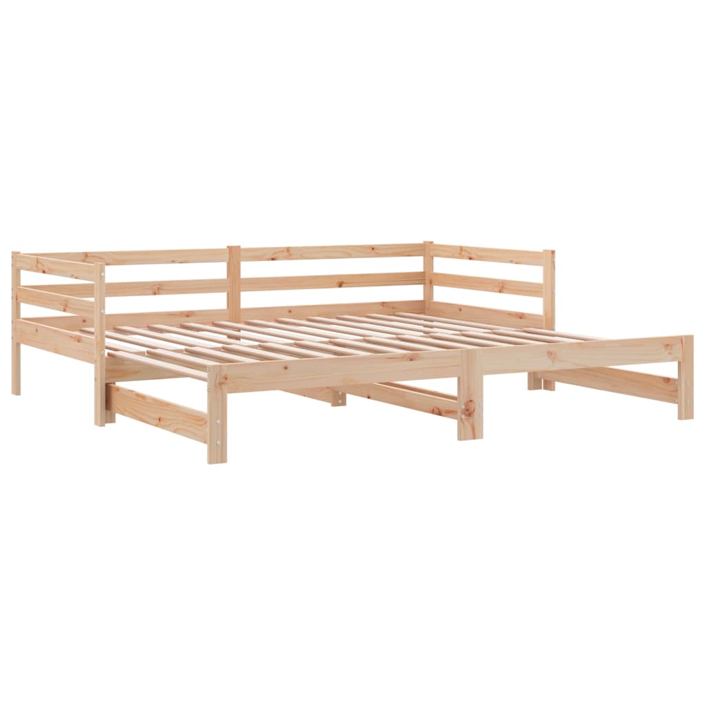 Daybed med uttrekkbar massiv furu - naturfarge, 90 x 190 cm - number 11.