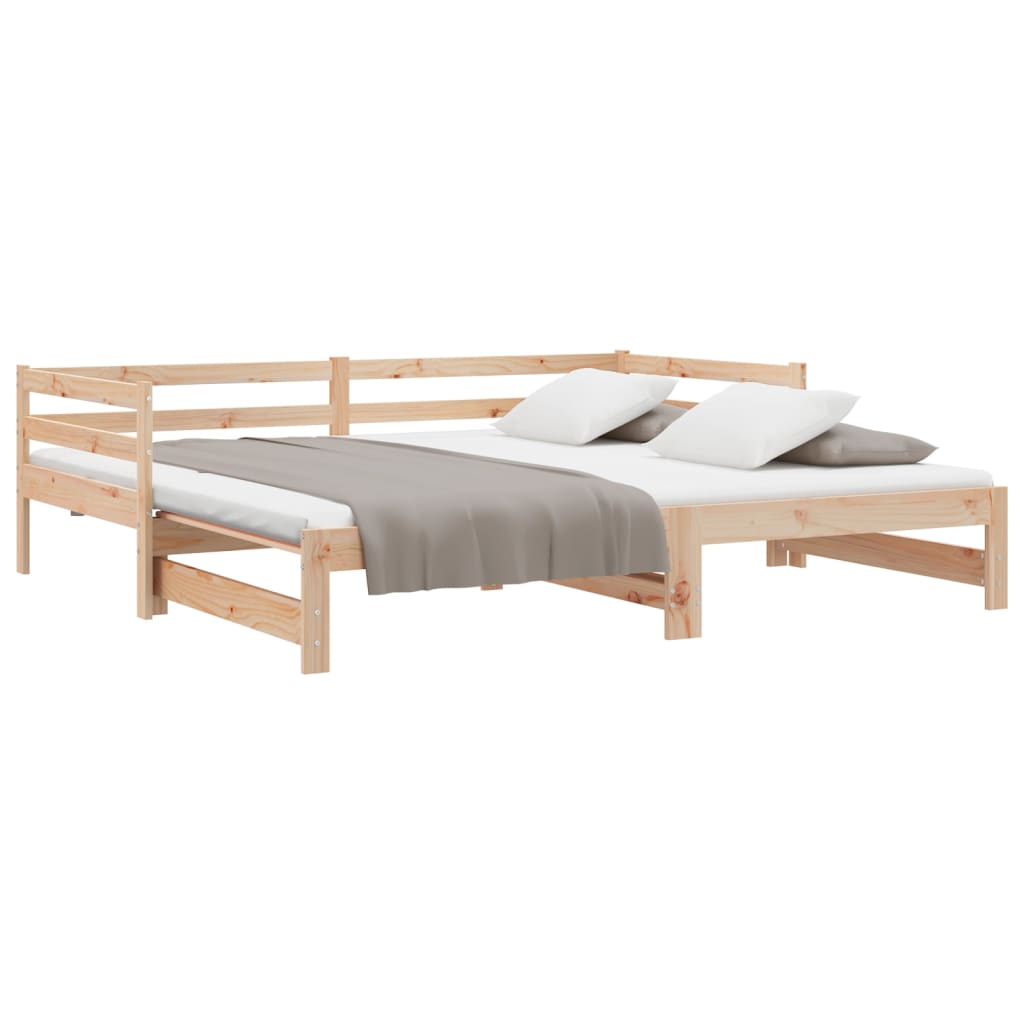 Daybed med uttrekkbar massiv furu - naturfarge, 90 x 190 cm - number 10.