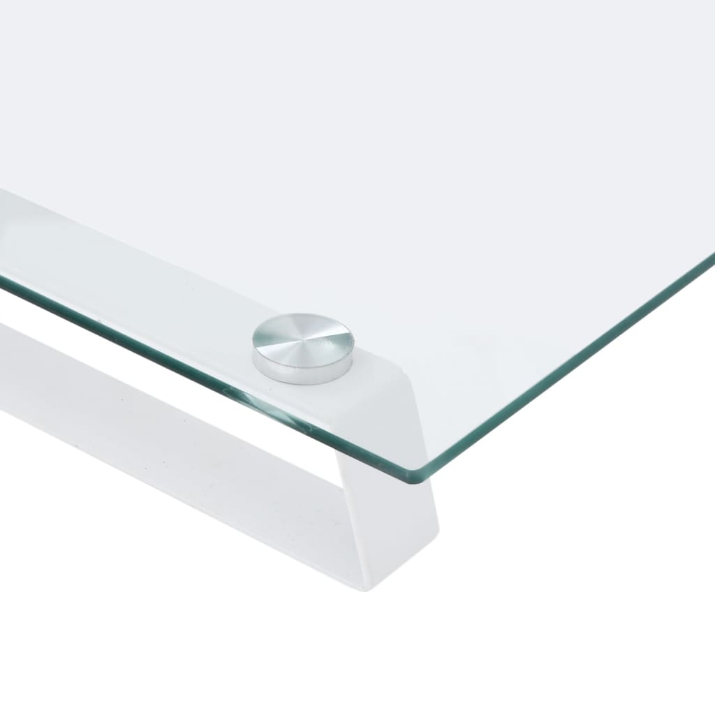 Supporto per schermo in vetro temperato e metallo - bianco, 40 x 35 x 8 cm - number 7.
