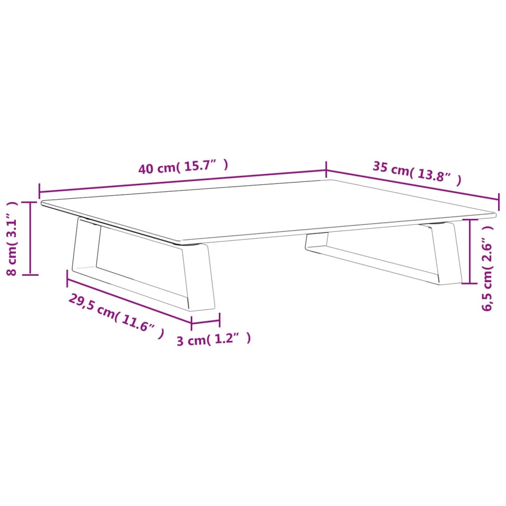 Supporto per schermo in vetro temperato e metallo - bianco, 40 x 35 x 8 cm - number 8.