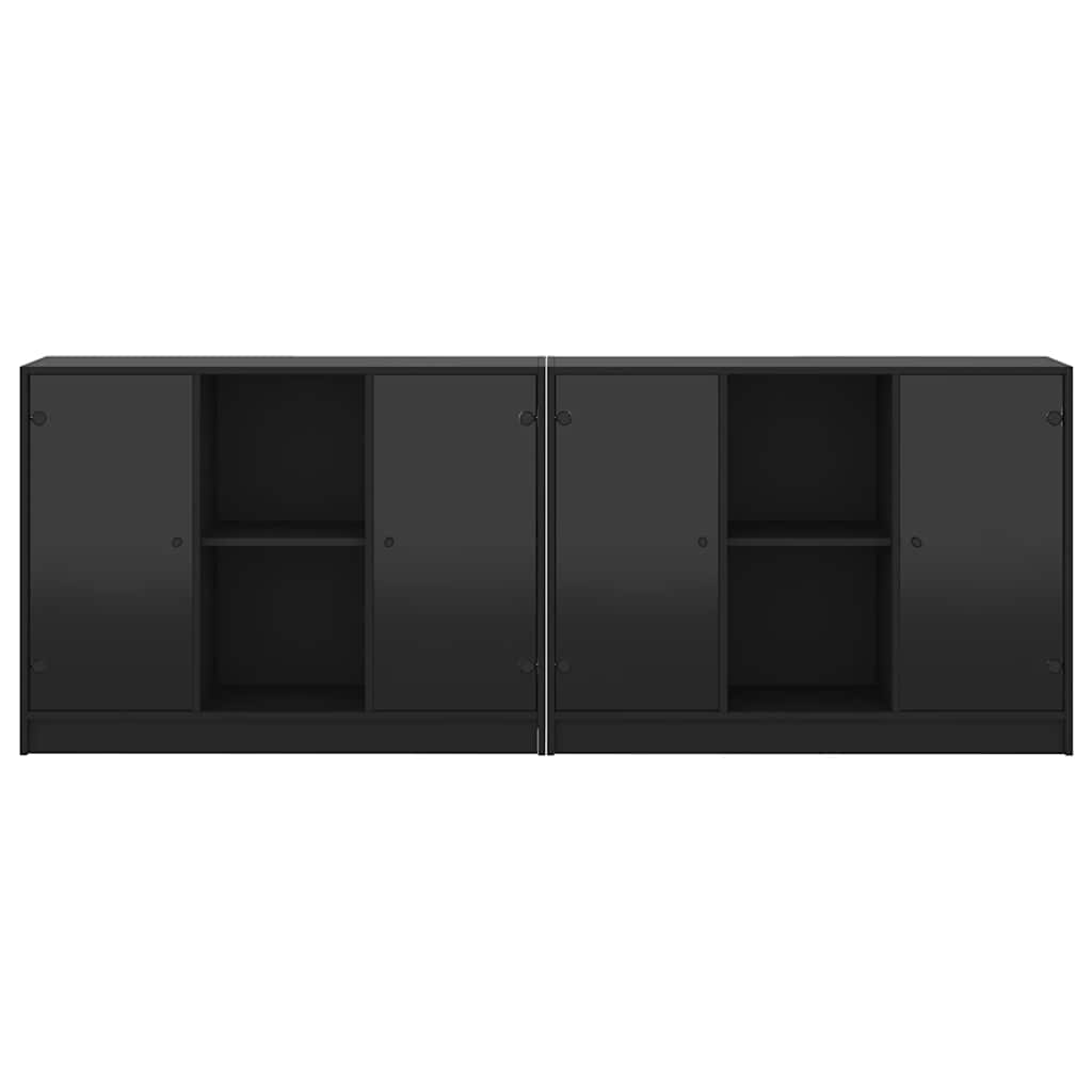 Bogreol med låger 204x37x75 cm konstrueret træ - sort, 1, 204 cm - number 6.