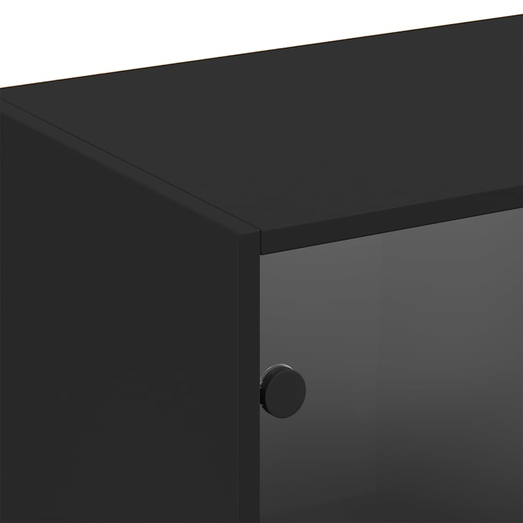 Bogreol med låger 204x37x75 cm konstrueret træ - sort, 1, 204 cm - number 9.