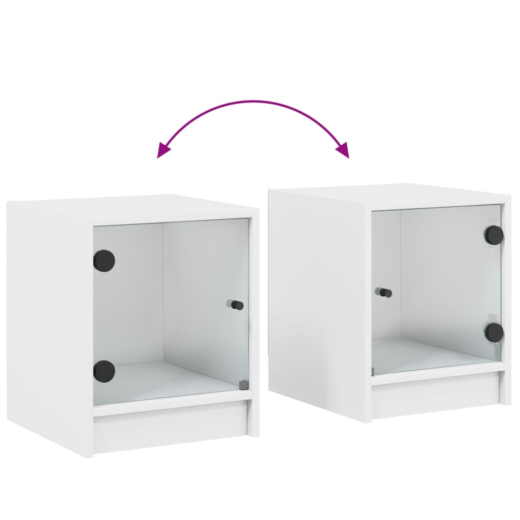 Sengebord med glaslåger 35x37x42 cm - hvid, 1 - number 9.