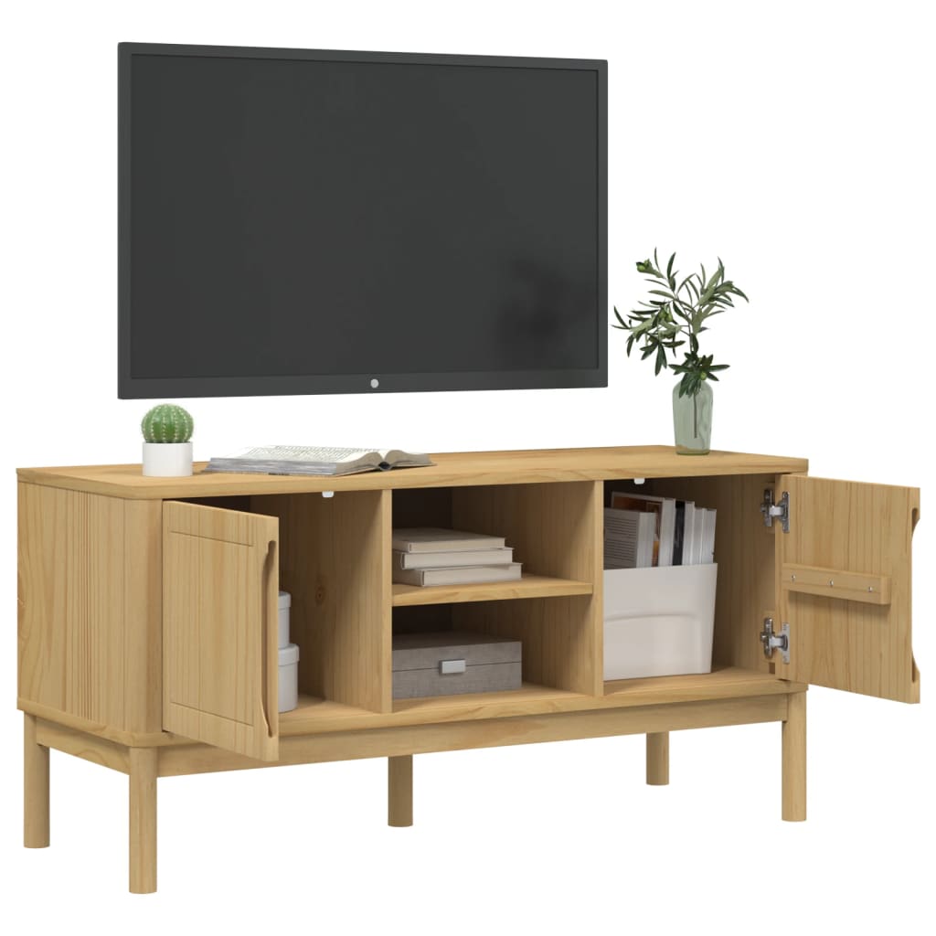 Tv-bord floro 114x43x55 cm heltre furu gyllenbrun - number 4.
