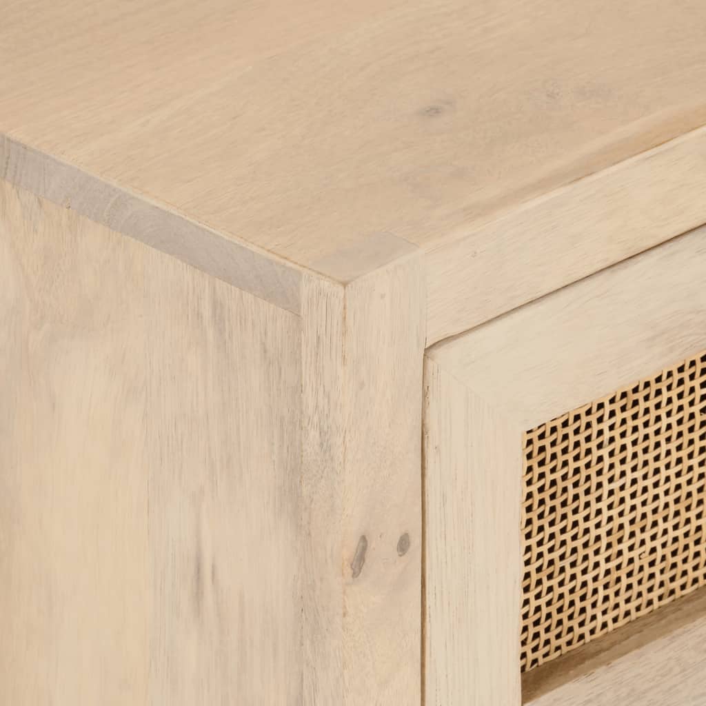 Sengebord massivt mangotræ og jern - 40 x 30 x 50 cm, 1, med 2 skuffer, x - number 6.