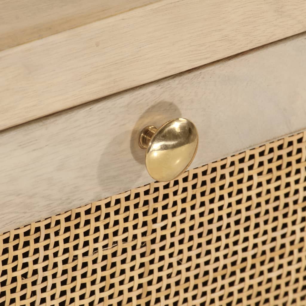 Sengebord massivt mangotræ og jern - 40 x 30 x 50 cm, 1, med 2 skuffer, x - number 8.