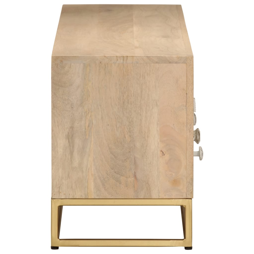 Tv-bord massivt mangotræ og jern - 110 x 30 x 40 cm, 1, med 6 skuffer, x - number 4.