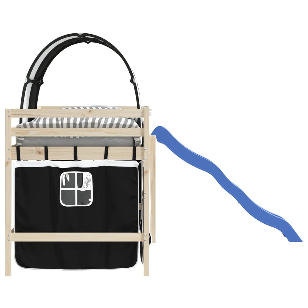 Gardiner med tunnel til højseng polyester hvid og sort - number 6.