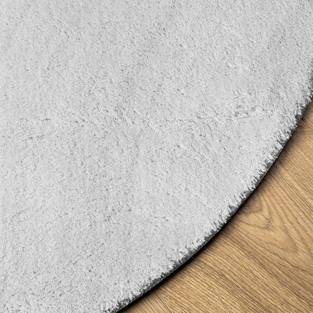 Gulvtæppe huarte kort luv og vaskbart - grå, ø 80 cm - number 4.