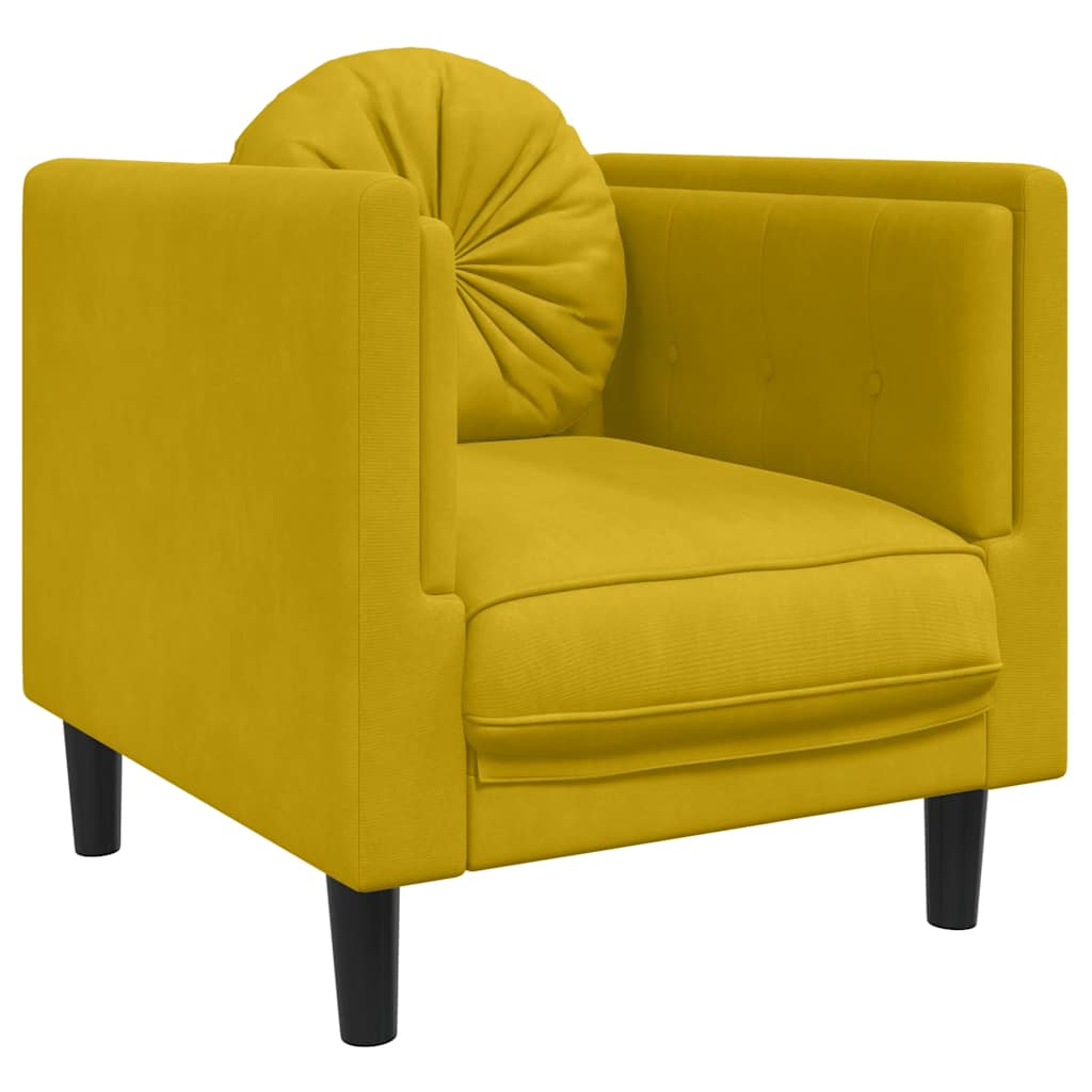 Sofa ustawiona 3 części z poduszkami velor-yellow, 1-osobowa + 2-osobowa + 3-osobowa - number 4.