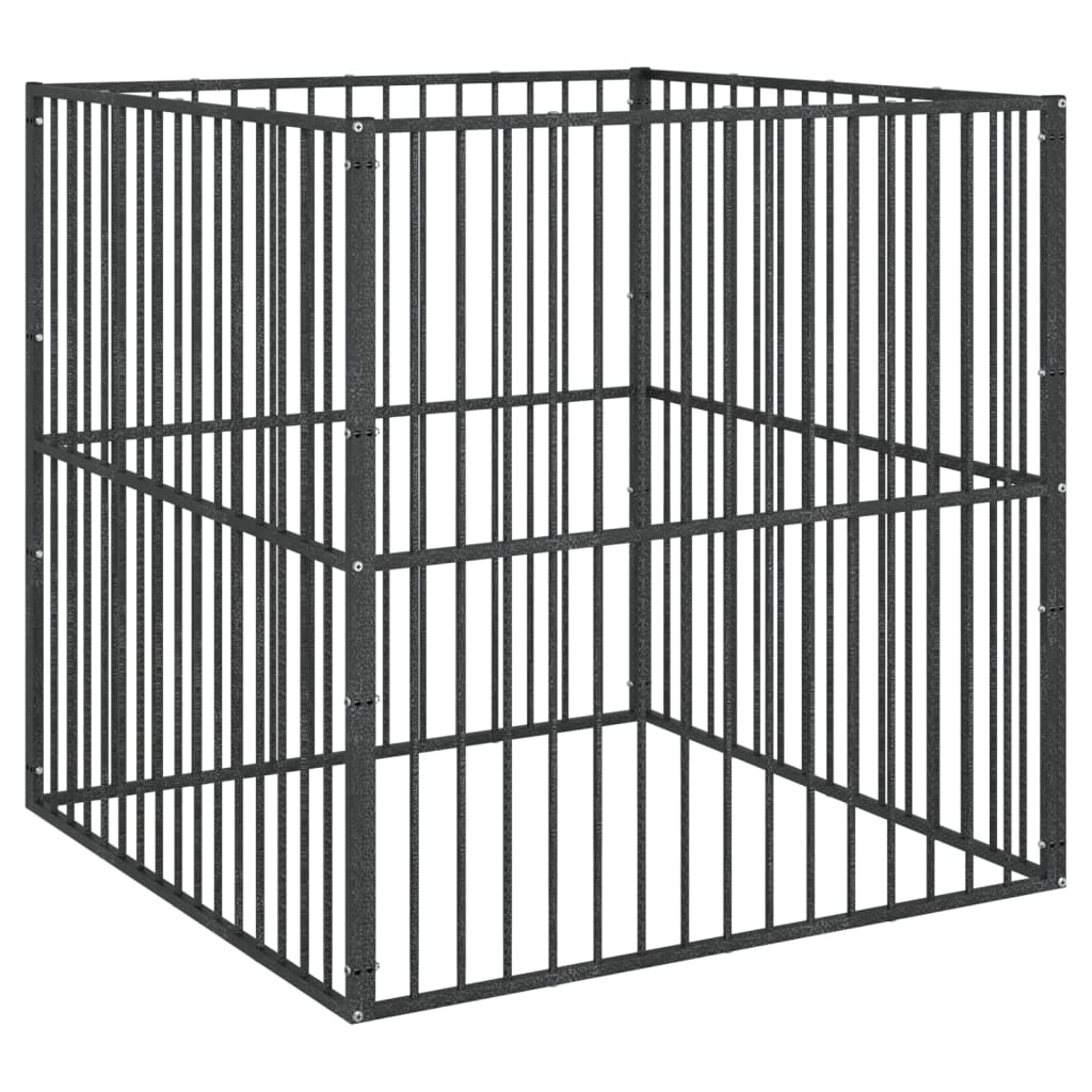 Enclos pour chien 4 panneaux acier galvanisé noir - 100 x 100 x 100 cm - number 2.