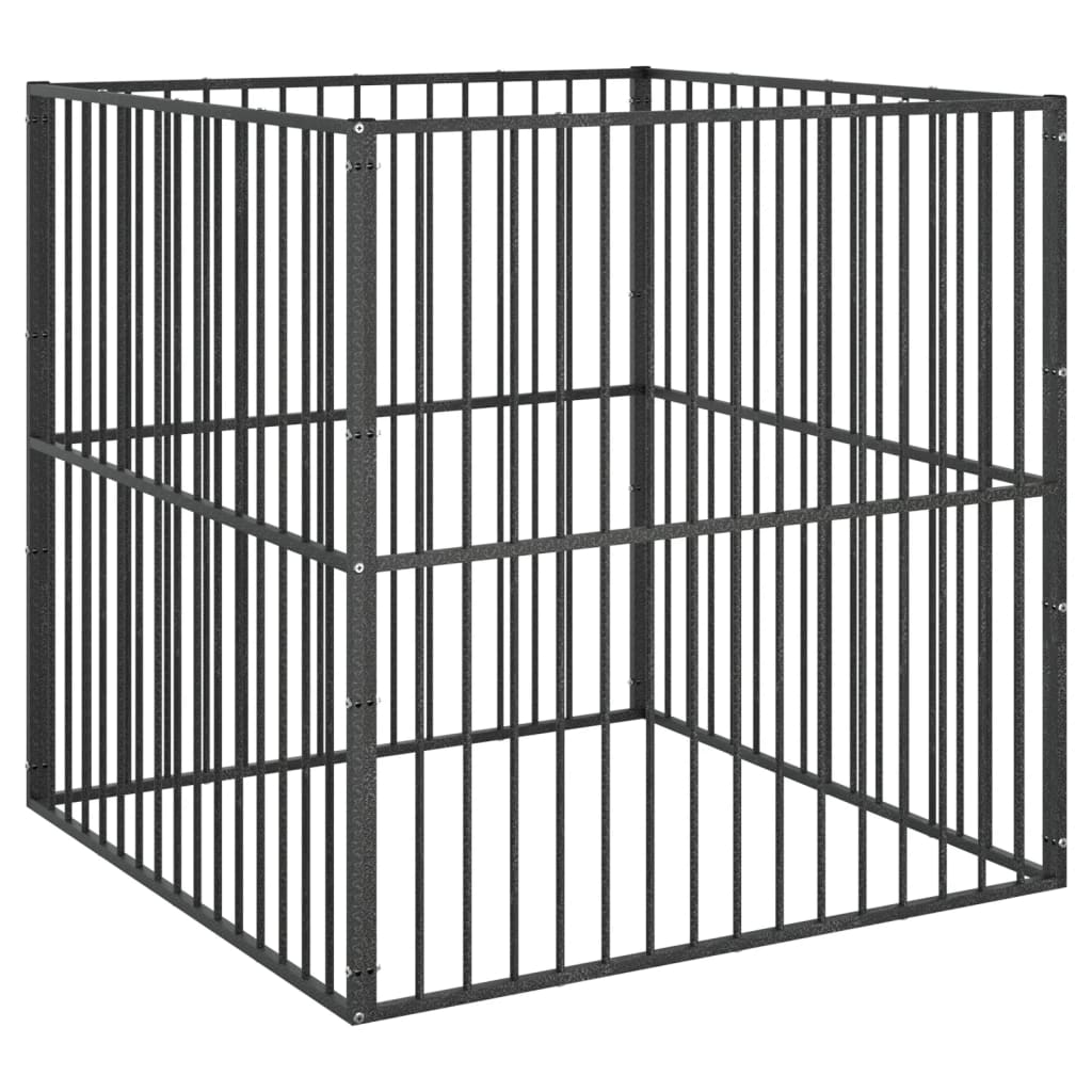 Enclos pour chien 4 panneaux acier galvanisé noir - 100 x 100 x 100 cm - number 6.