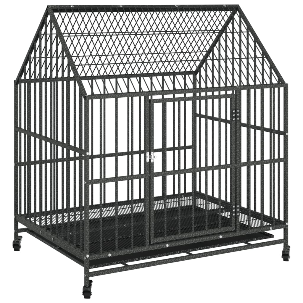 Cage pour chien avec roulettes en acier galvanisé noir - number 2.