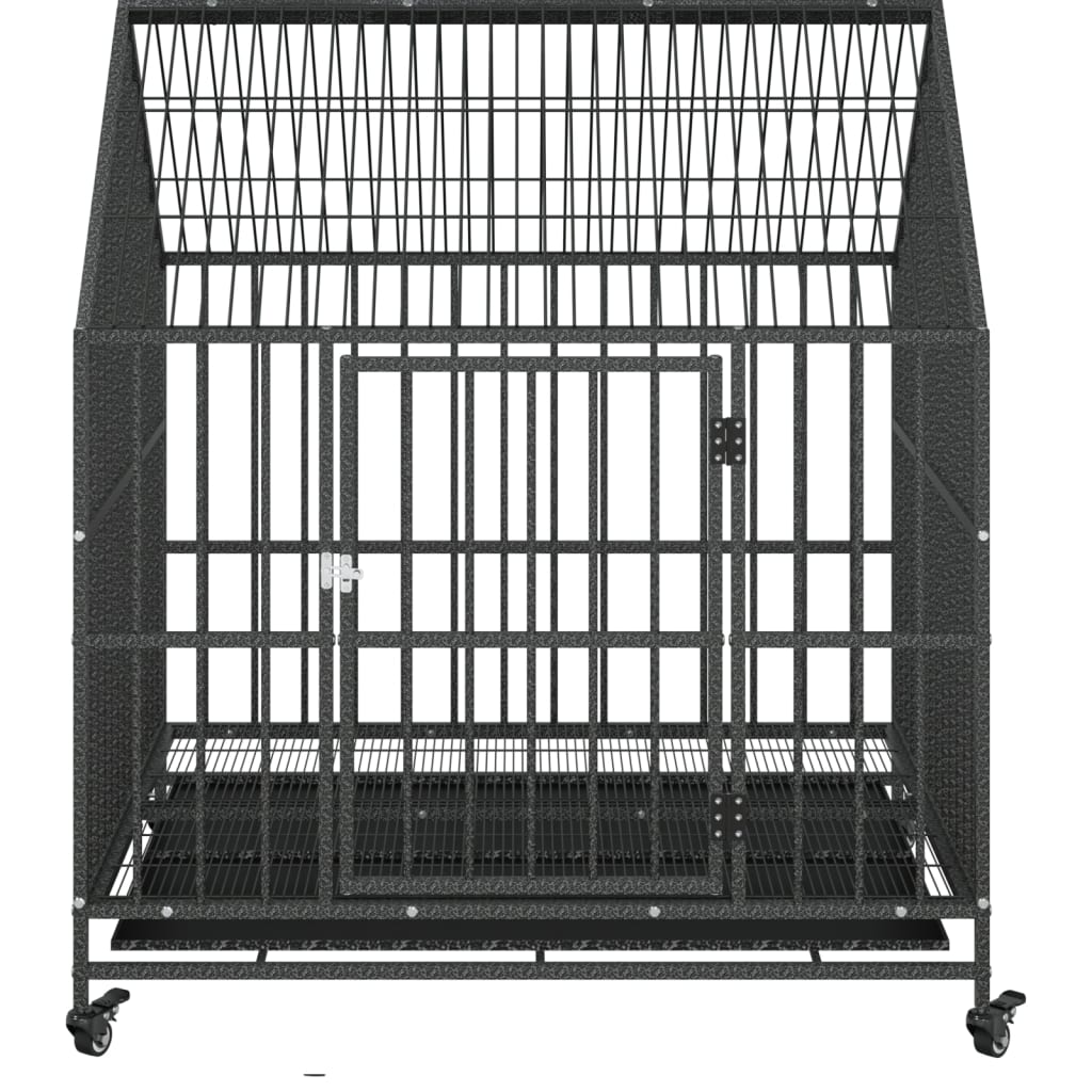 Cage pour chien avec roulettes en acier galvanisé noir - number 5.