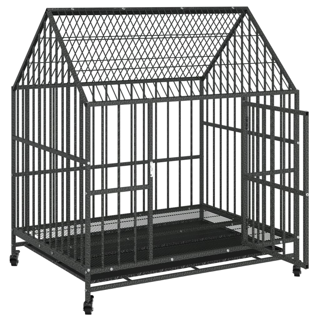 Cage pour chien avec roulettes en acier galvanisé noir - number 4.
