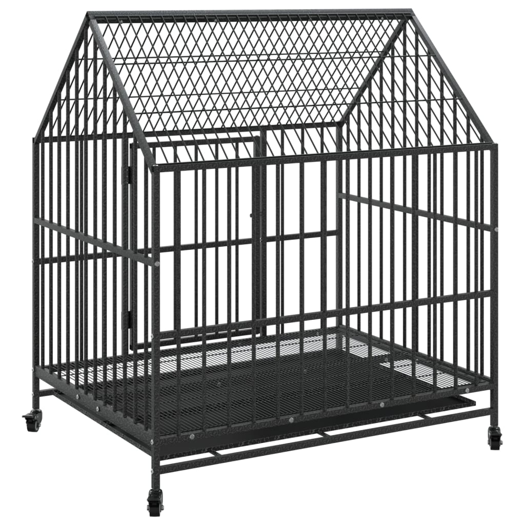 Cage pour chien avec roulettes en acier galvanisé noir - number 7.