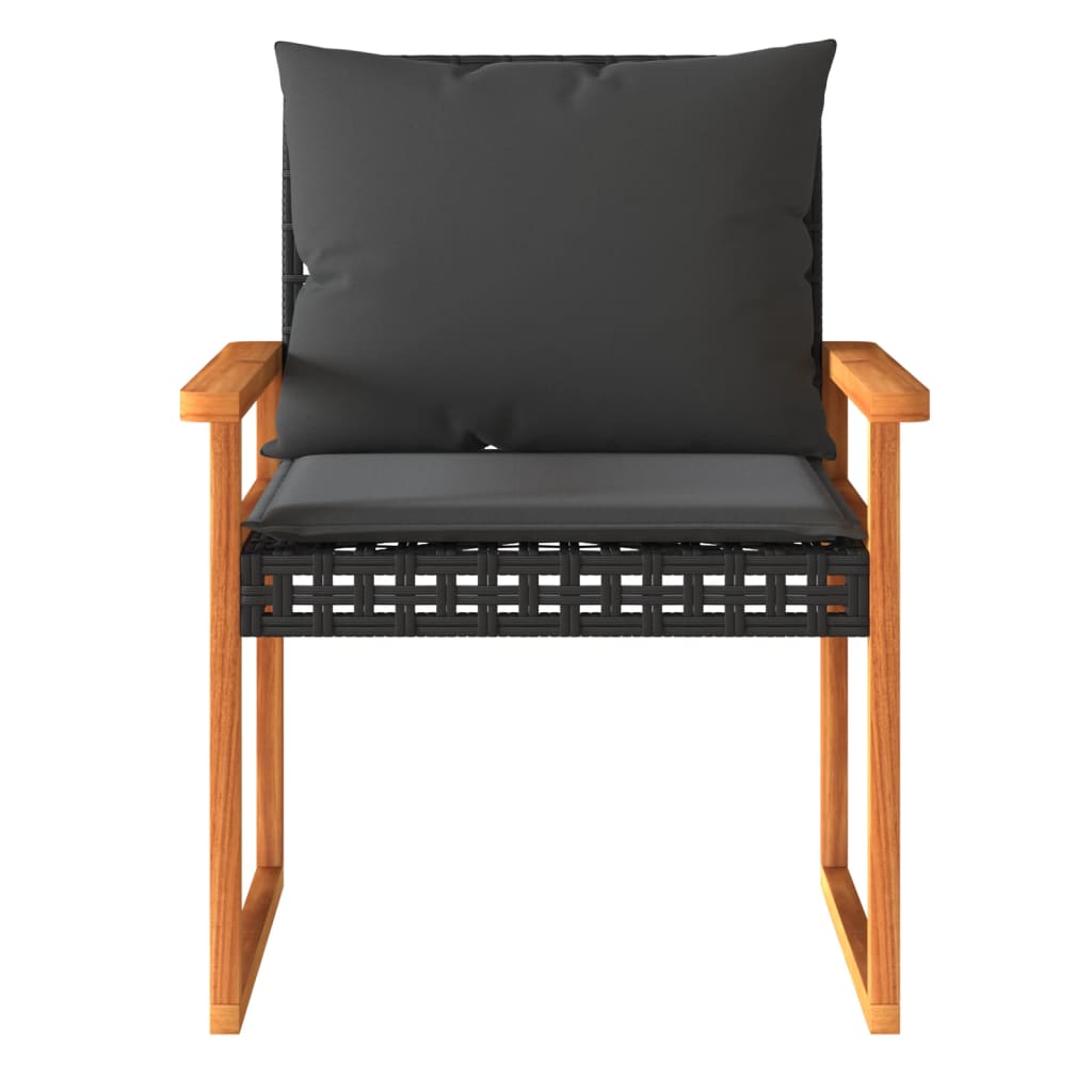 Lounge garnitura za vrt 4 dijela s jastucima poliratan - crna, 1 - number 7.