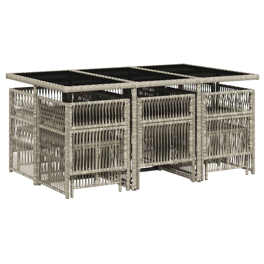 Salongsett for hagen 11 deler med puter polyrattan - lys grå, glass, 10 stk - number 3.