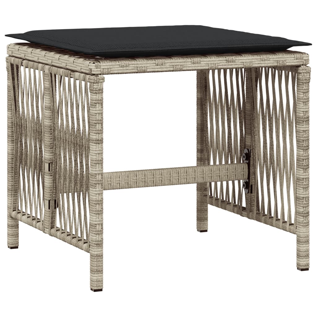 Salongsett for hagen 11 deler med puter polyrattan - lys grå, glass, 10 stk - number 6.