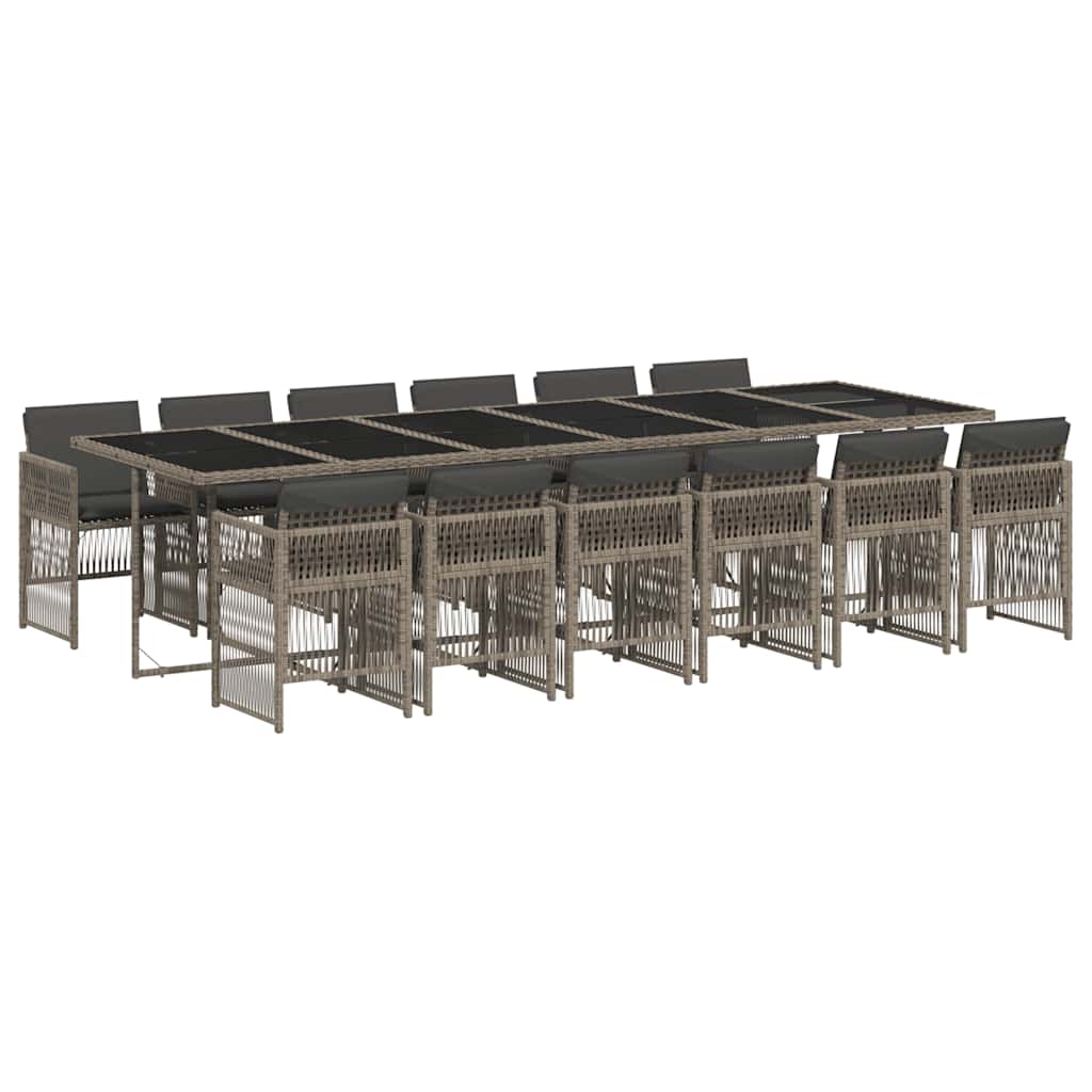 Set za trčanje za vrt 13 dijelova s ​​jastucima polirattan - siva, staklo, 12 - number 2.