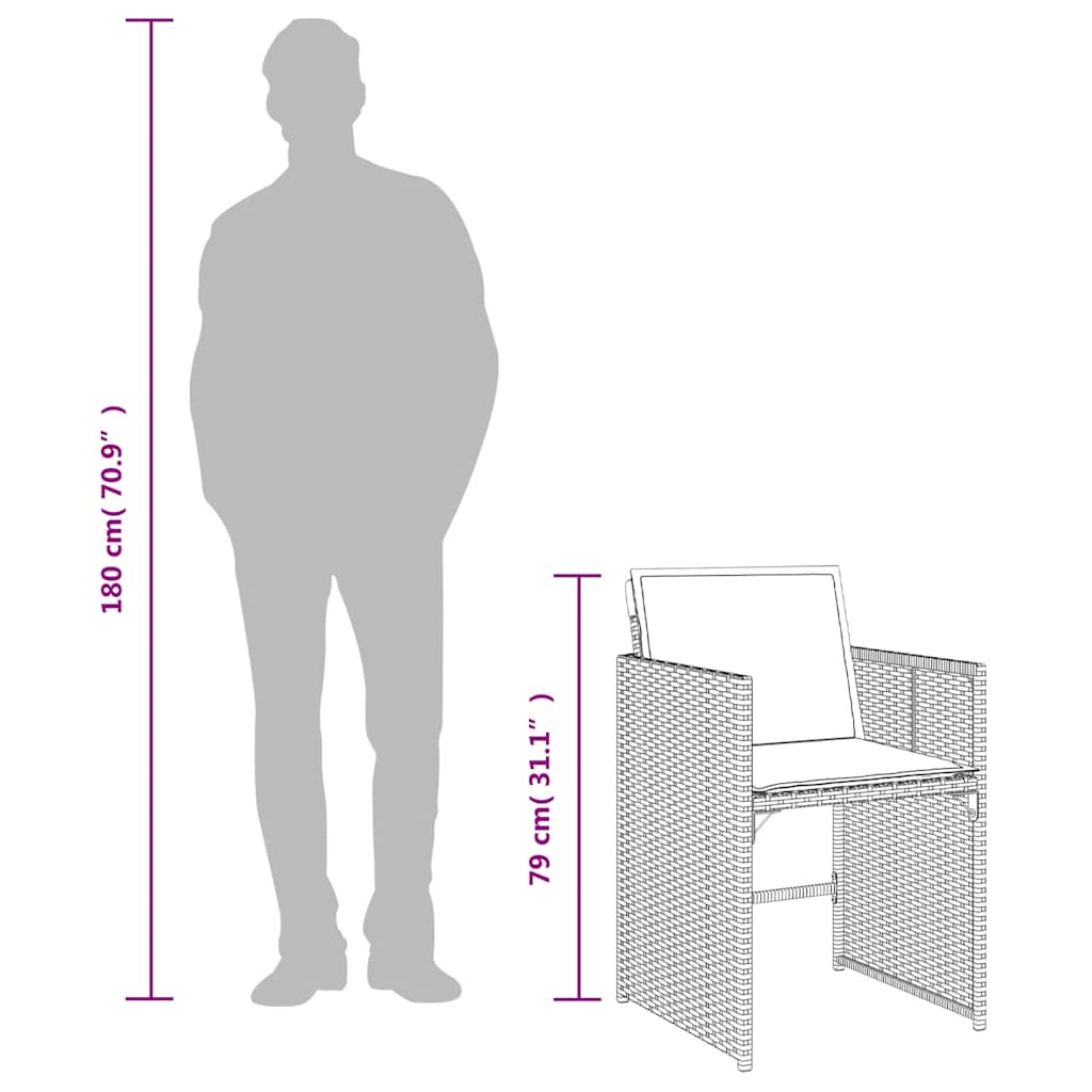 Loungesæt til haven 11 dele med hynder polyrattan - grå, glas, 10 - number 12.