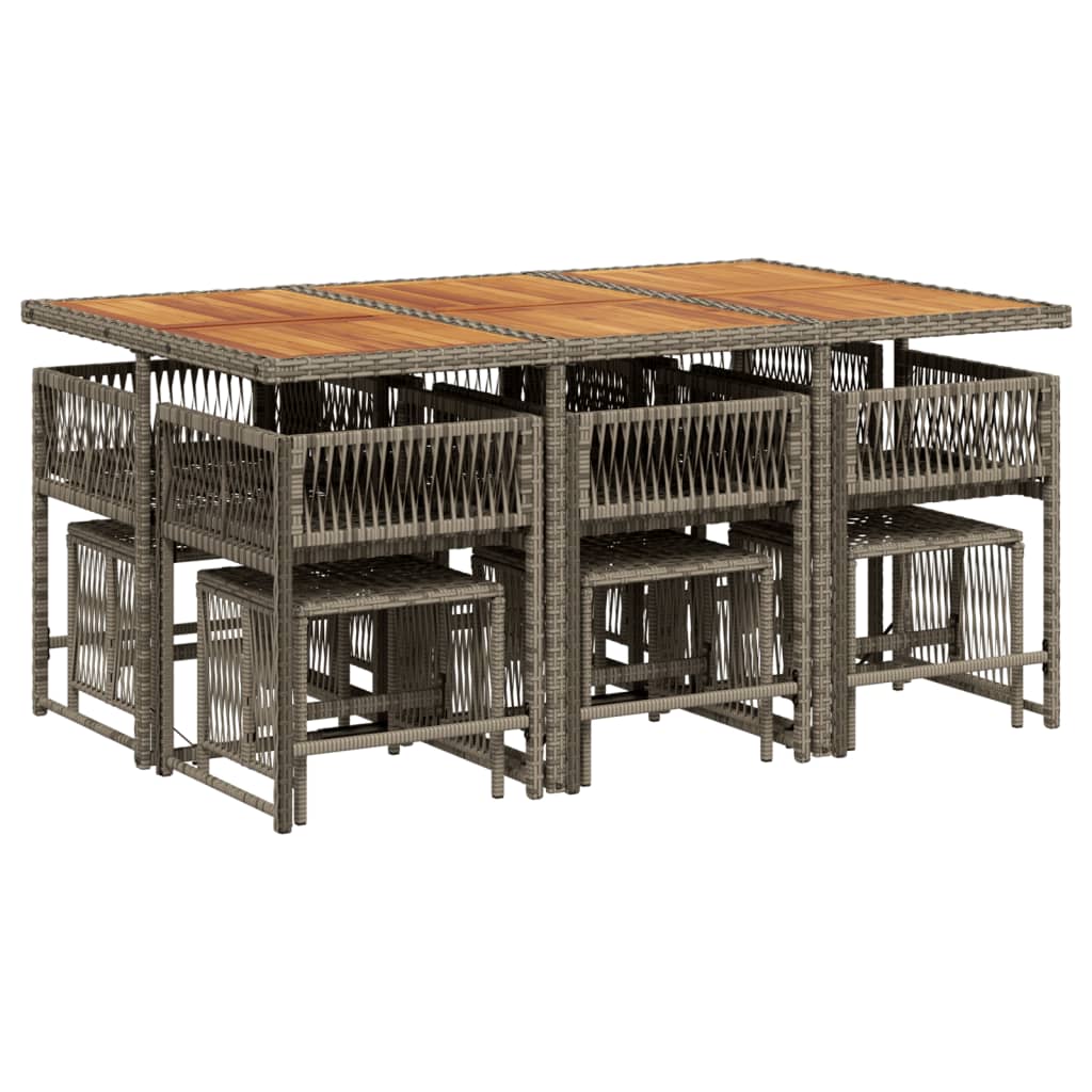Salongsett for hagen 11 deler med puter polyrattan - grå, tre, 14 - number 3.