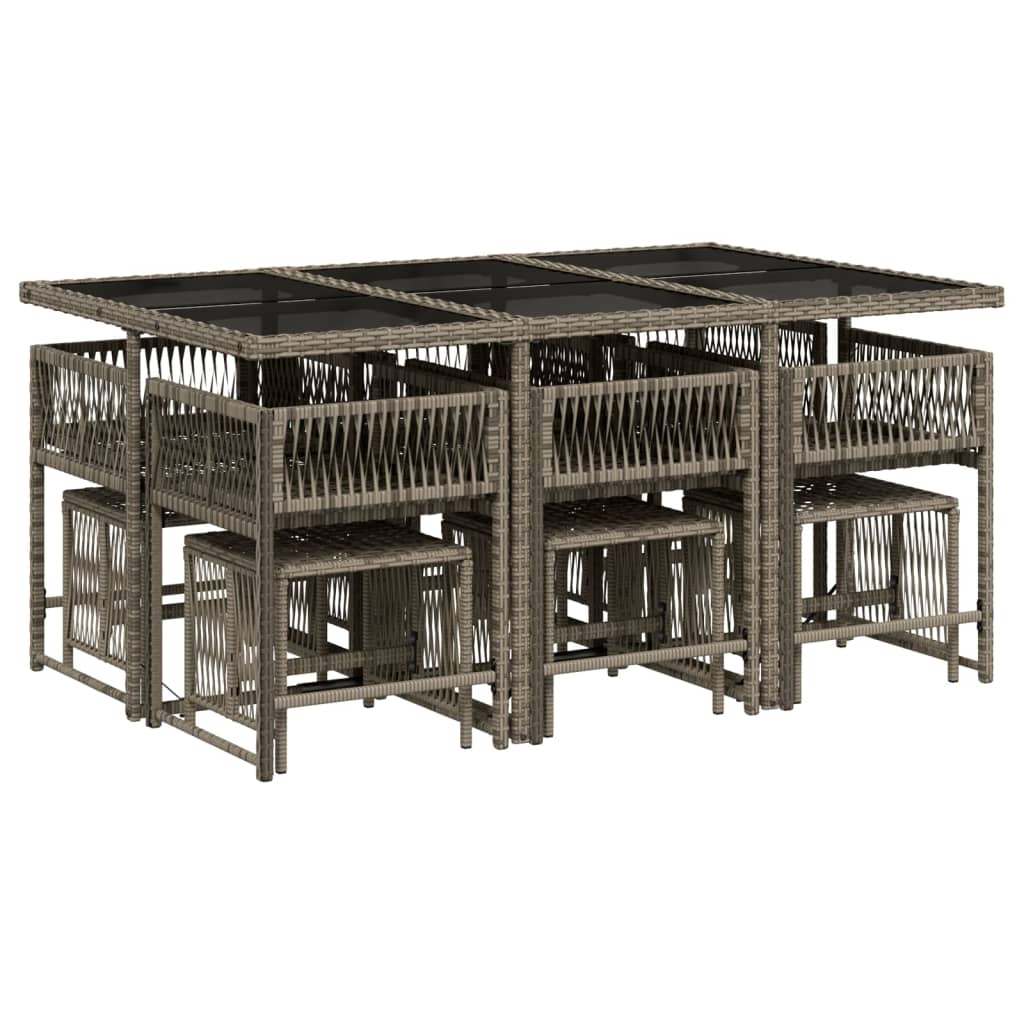 Lounge garnitura za vrt 11 dijelova s jastucima poliratan - crna i krem boja, staklo, 10 - number 3.