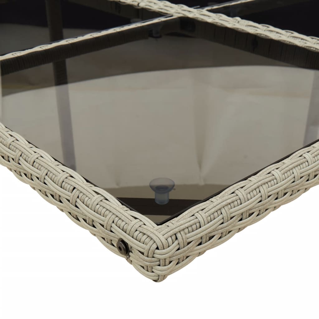 Salongsett for hagen 11 deler med puter polyrattan - lys grå, glass, 8 - number 7.