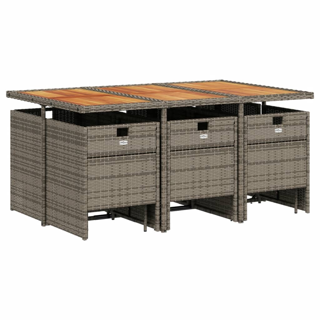 Salongsett for hagen 11 deler med puter polyrattan - grå, tre, 10 - number 3.