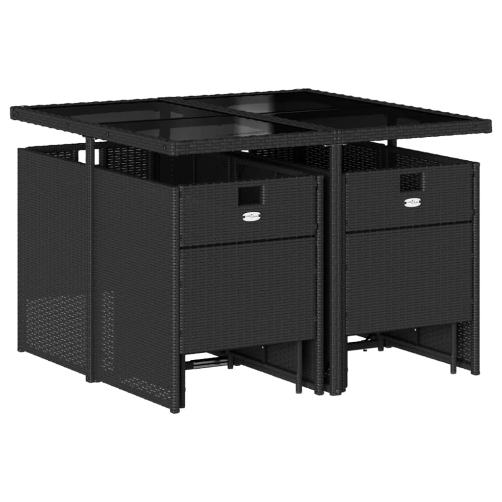 Blagovaonska stolna garnitura za vrt 9 dijelova s jastucima od poliratana crna - number 3.