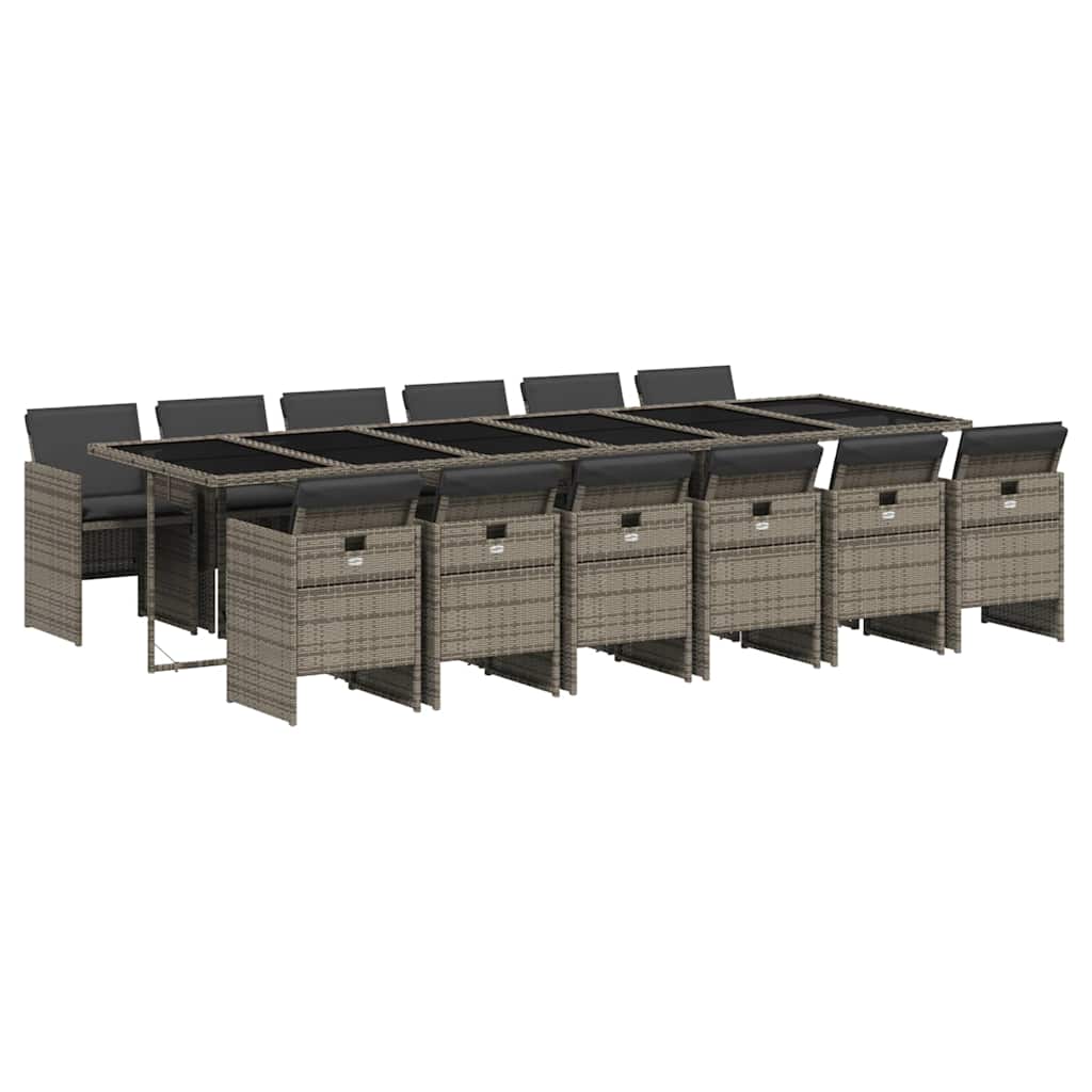 Set za trčanje za vrt 13 dijelova s ​​jastucima polirattan - siva, staklo, 12 - number 2.