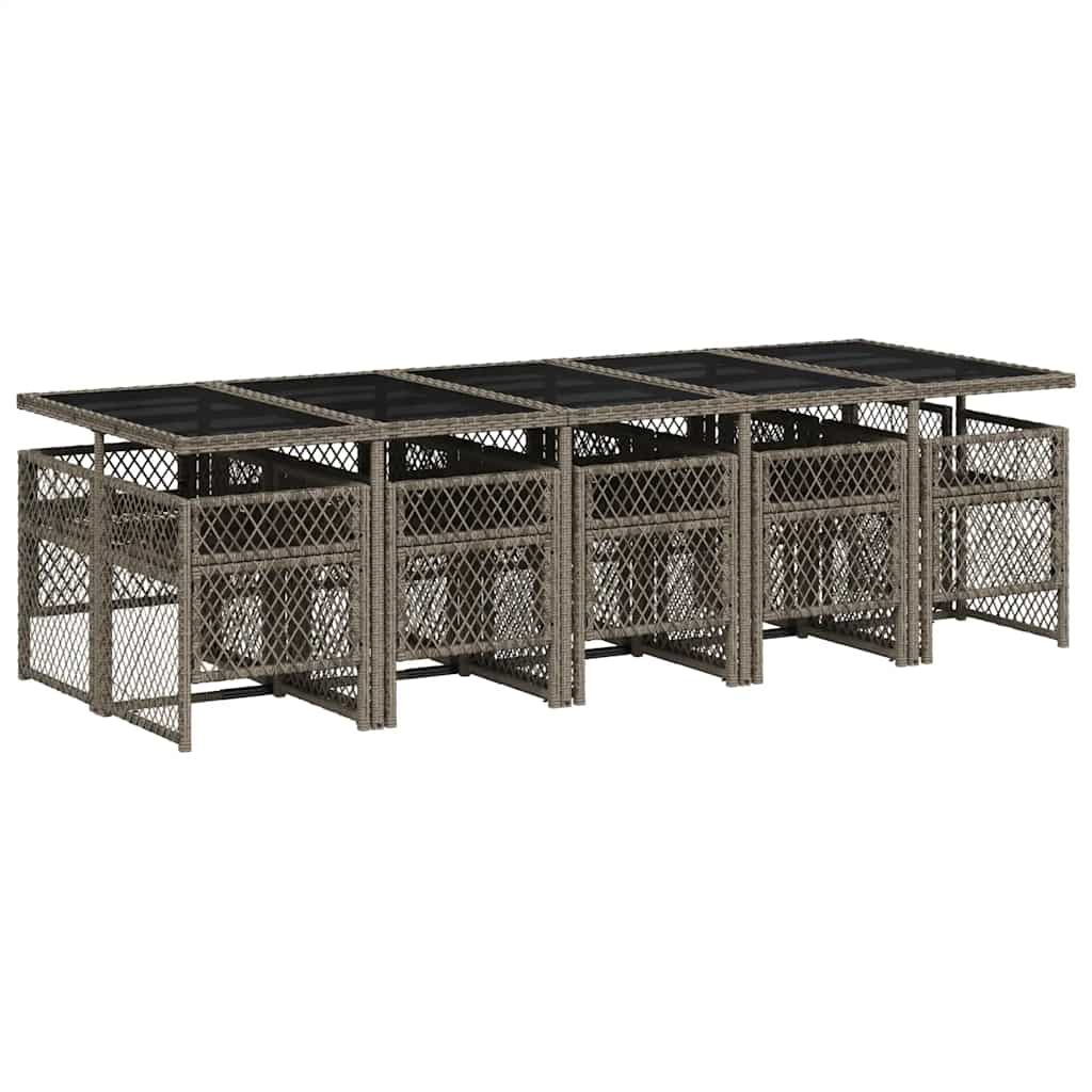 Lounge garnitura za vrt 11 dijelova s jastucima poliratan - smeđa i krem boja, staklo, 6 - number 5.