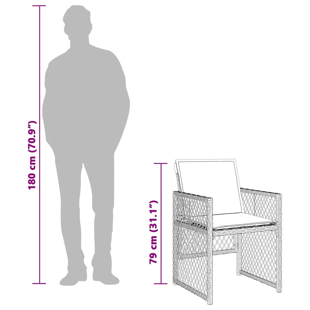 Loungesæt til haven 11 dele med hynder polyrattan - grå, træ, 10 - number 12.