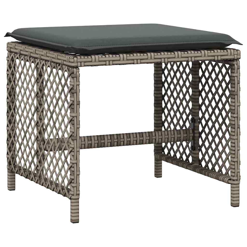 Loungesæt til haven 11 dele med hynder polyrattan - grå, træ, 10 - number 5.