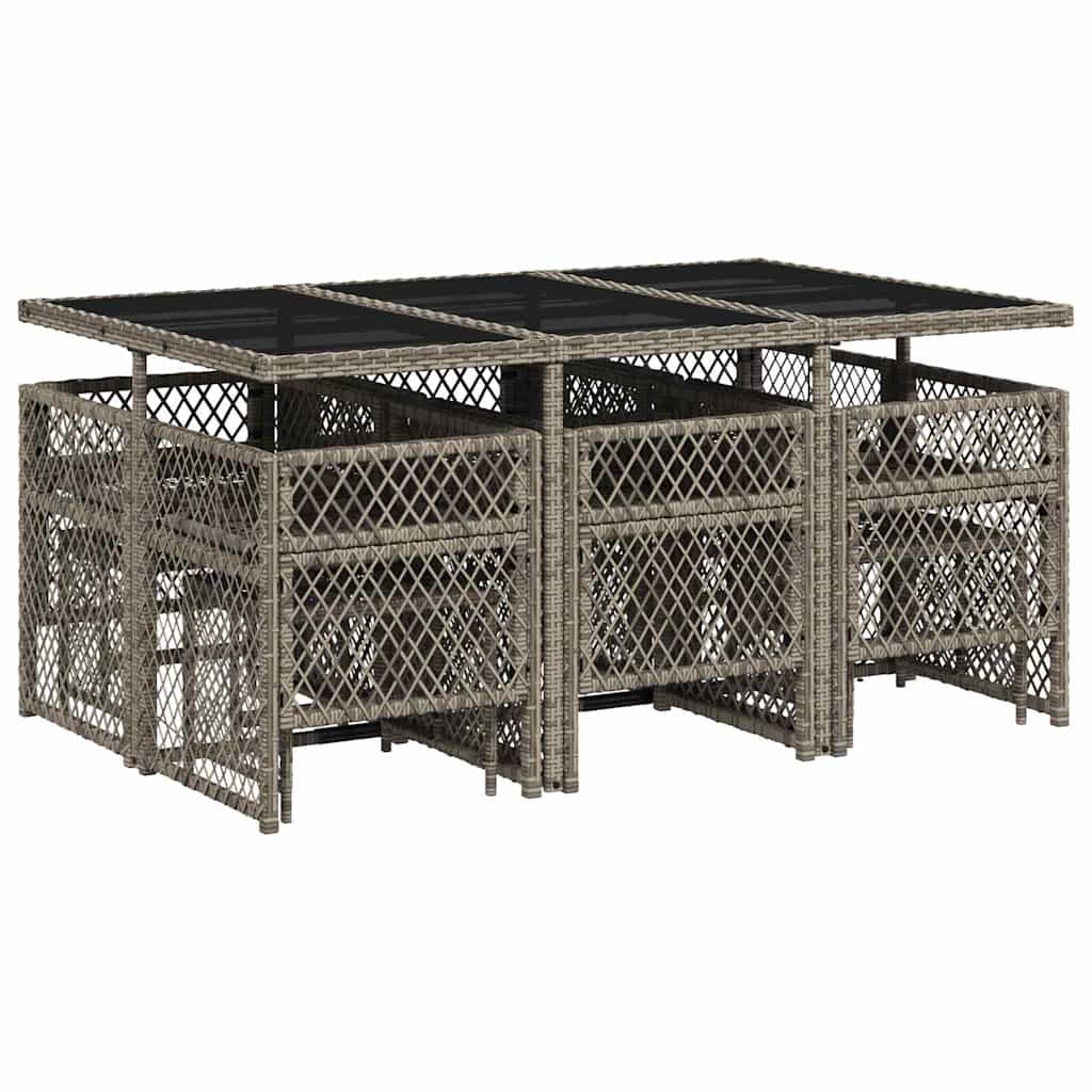 Lounge garnitura za vrt 11 dijelova s jastucima poliratan - svijetlo siva, staklo, 14 - number 6.