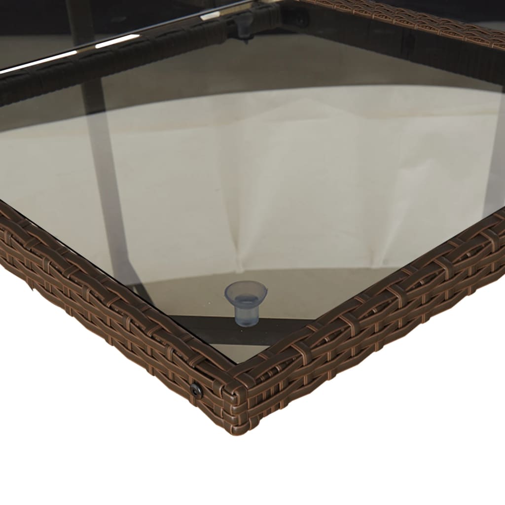 Spisebord sett for hage 9 deler med puter polyrattan brun - brunt og kremfarget, glass, 8 - number 8.