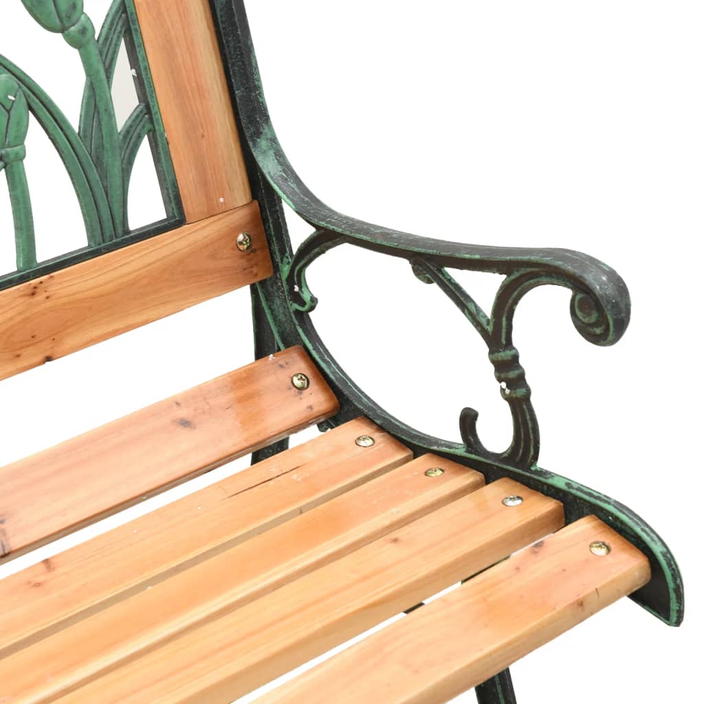 Havebænk 116 cm massivt grantræ og stål - number 7.