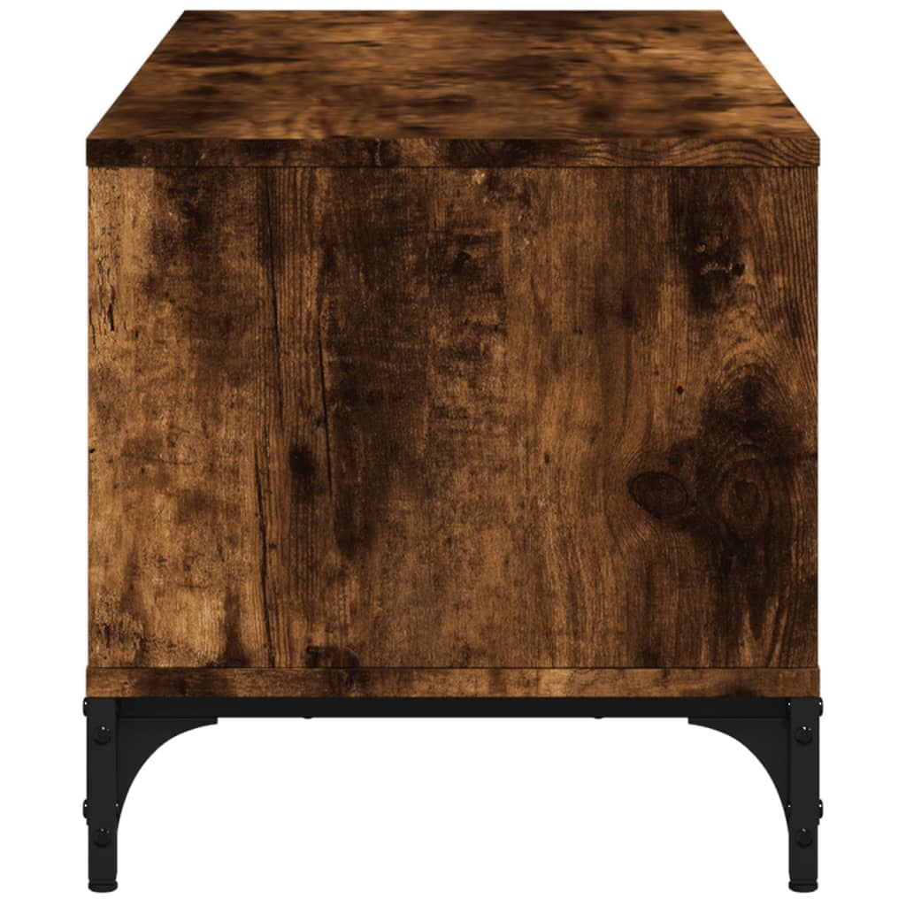 Tv-bord 102x40x41 cm konstruert tre og stål - røkt eik, 1 - number 6.