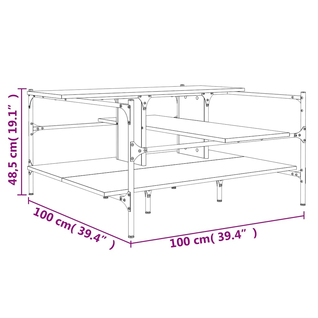 Stolić za kavu 100x100x48,5 cm konstruirano drvo - crni, 1 - number 10.