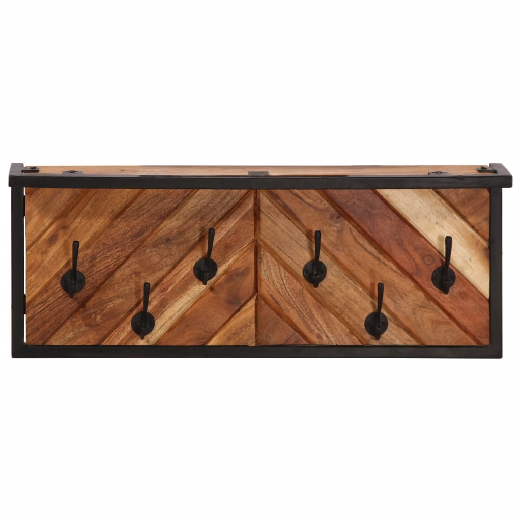 Vegghengt klesstativ 6 kroker massivt akasietre - number 4.