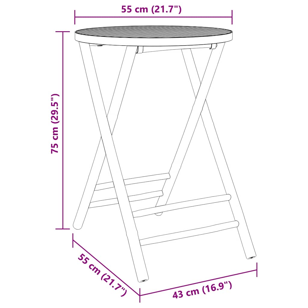 Sklopivi vrtni stol ø55x75 cm bambus - 55 x 75 cm, 1 - number 8.