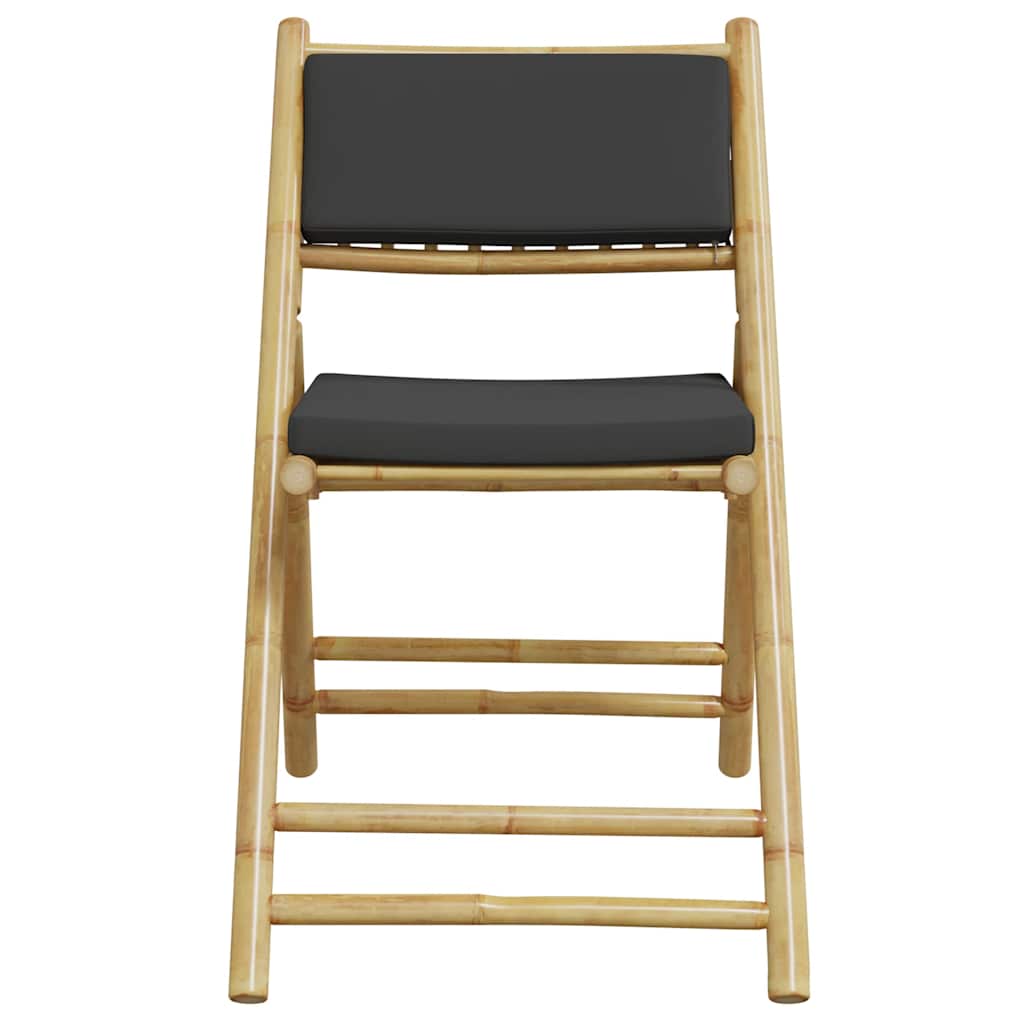 Foldbare bistrostole stk. med hynder bambus - mørkegrå, 2 - number 5.